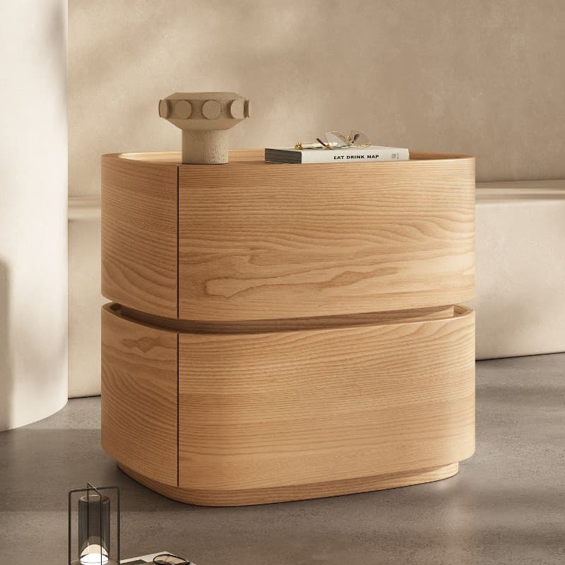 Curved Wood Bedside Table